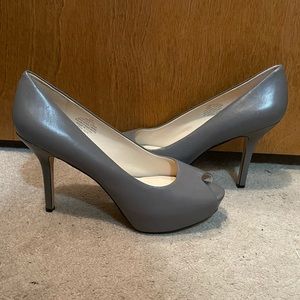 Nine West Slate Gray Peep Toe Heels
